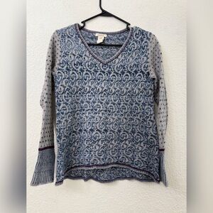 Sundance Lambswool Blue and Gray Patterned Women's Soft Sweater - S